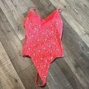 Pink Victoria's Secret Pink Floral
Camisole Bodysuit Lace Detail size m